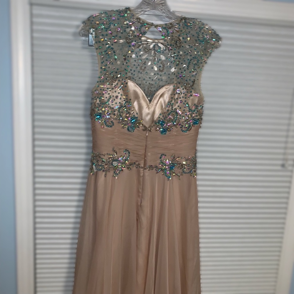 Long Tan Embellished Prom Dress - Picture 5 of 8